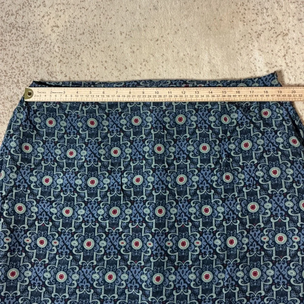 Merona Womens 20W Blue Silk Medallion Print‎ Midi Skirt Lined Plus Size RN 17730